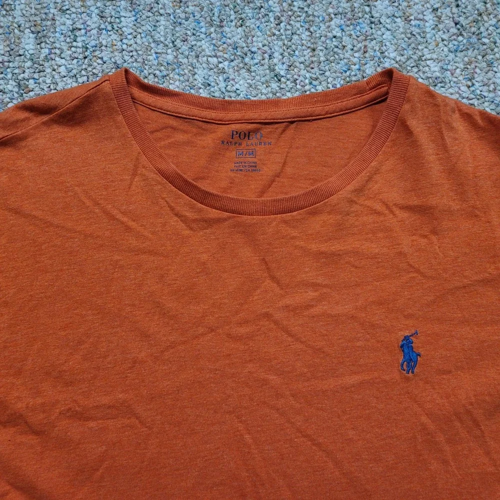 Polo Ralph Lauren Shirt Mens Medium Orange Short Sleeve Pony Rugby Logo Tee